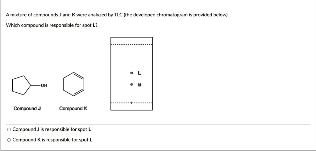 A mixture of compounds J and K were analyzed by TLC (the...