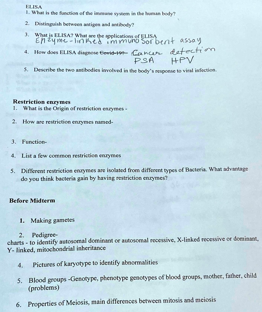 ELISA 1. What is the function of the immune system in the human body? 2 ...
