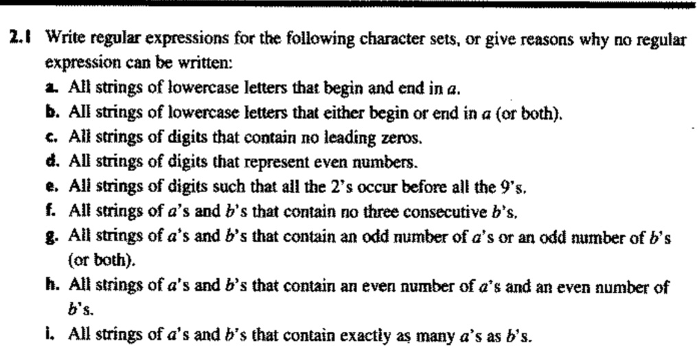 I need help answering these questions…. 2.t Write regular expressions ...
