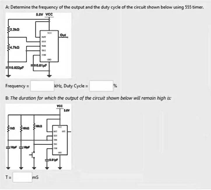 A Determine the frequency of the output and the duty cycle of the