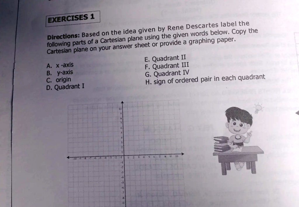 Quadrant Exercise EXERCISES 1 Directions: Based on the idea given by Rene Descartes label ...