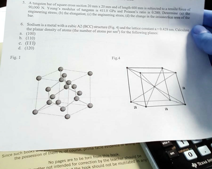 SOLVED4 tungsten bar of square cross section 20 90.000 N Young modulus