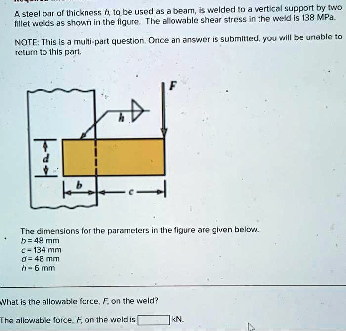 A Steel Bar Of Thickness H; To Be Used As A Beam; Is Welded To A ...