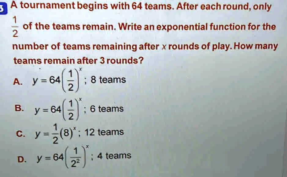 There are 128 teams in a softball tournament. In each round, half of the  teams are eliminated. Which 