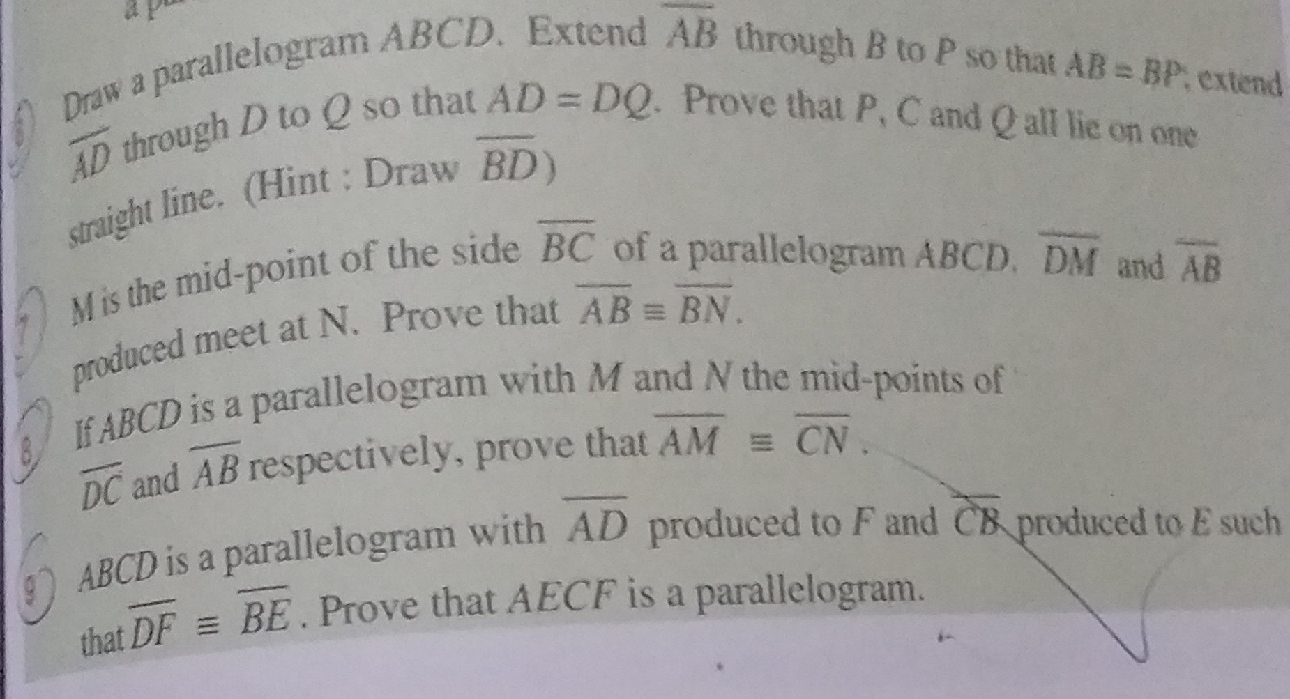 SOLVED: Draw A Parallelogram A B C D. Extend A B Through B To P So That ...