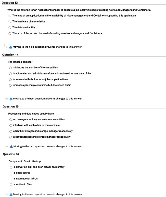 SOLVED big data system MCQ questions Questlon 13 What = the criterion