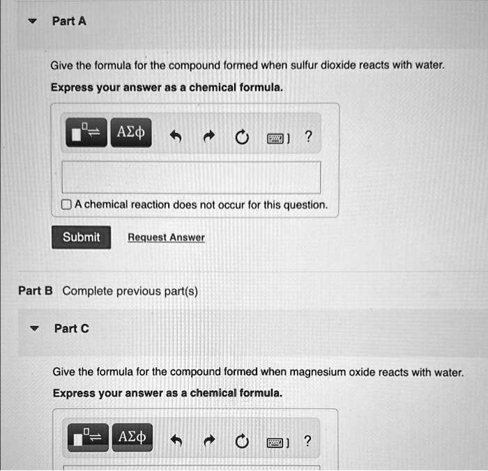 SOLVED Give the formula for the compound formed when sulfur dioxide
