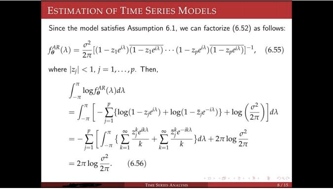 SOLVED: ESTIMATION OF TIME SERIES MODELS Since the model satisfies ...