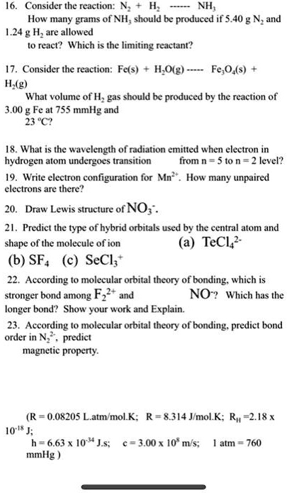 SOLVED: Consider the reaction: N NH; How many grams of NH; should be ...