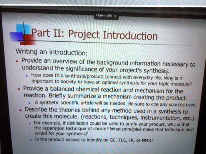 part ii project introduction writing an introduction provide an ...