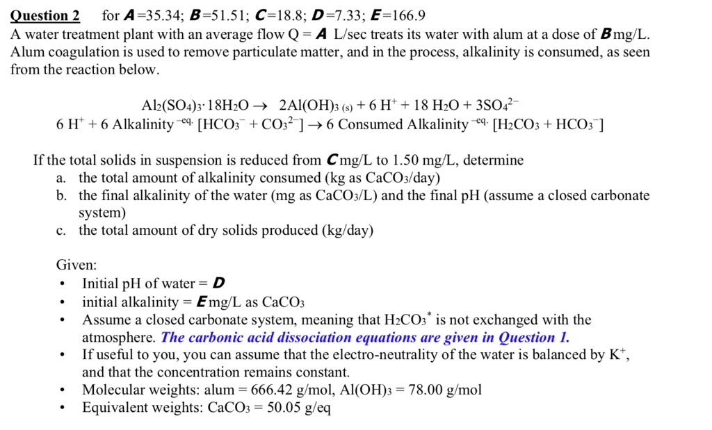 SOLVED Question 2 for A35.34; B51.51; C18.8; D7.33; E=166.9 A