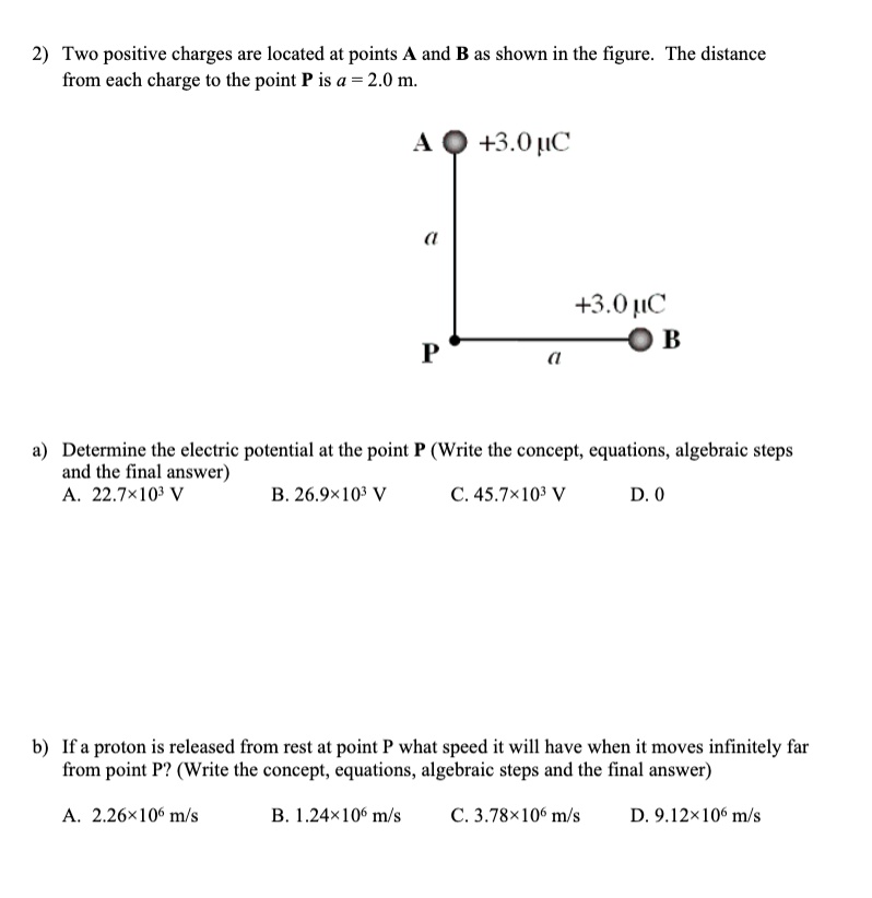 SOLVED: Two positive charges are located at points A and B as shown in ...