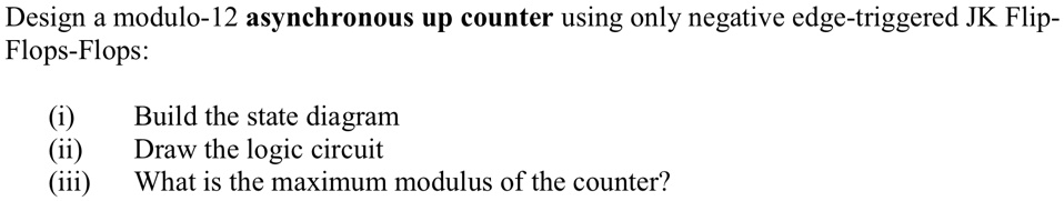 SOLVED: Design a modulo-12 asynchronous up counter using only negative ...