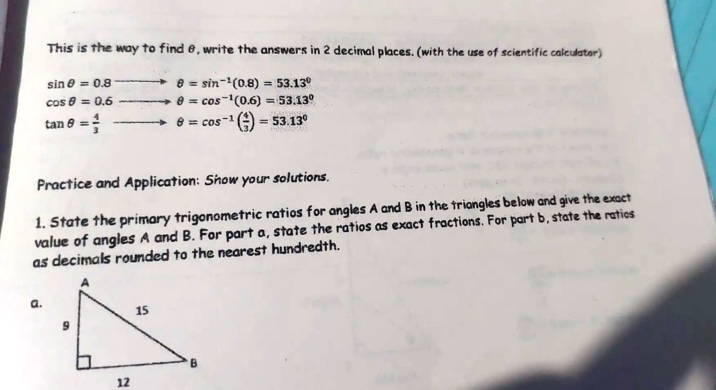 This is the way to find θ, write the answers in 2 decimal places. (with ...