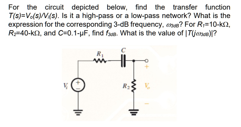 F3db Rectangular Function For the circuit depicted below, find the transfer function T(s) = Vo(s ...