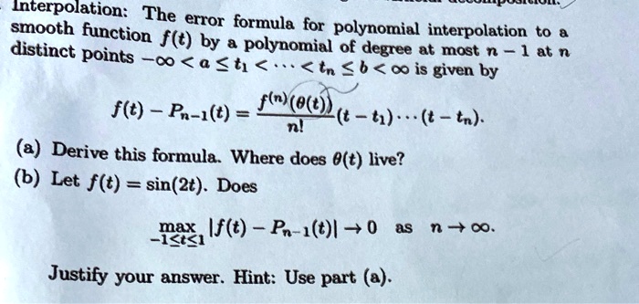 SOLVED: Interpolation: The smooth error function formula for polynomial ...