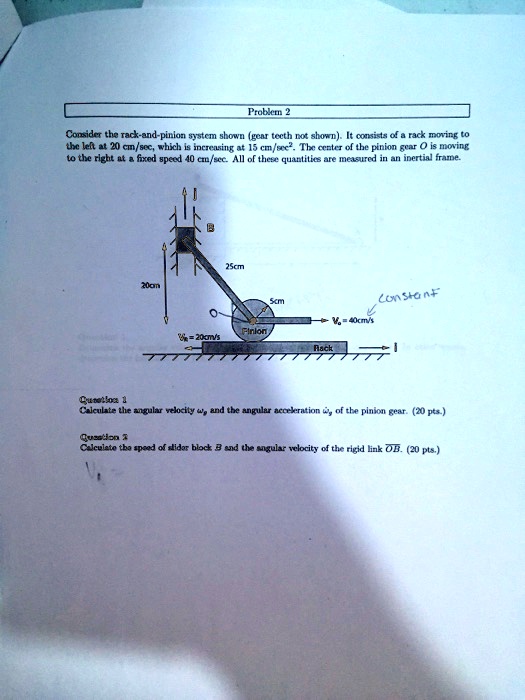 SOLVED Consider the rackandpinion system shown (gear teeth not shown