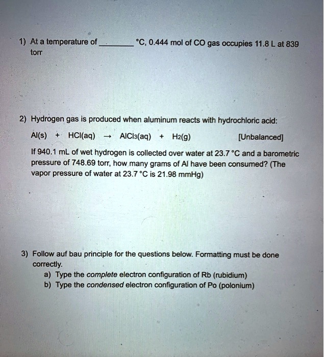 SOLVED Ata temperature of ton 'C,0.444 mol of CO gas occupies 11.8 L
