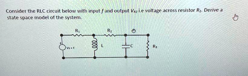 SOLVED: Consider the RLC circuit below with input f and output VR i.e ...