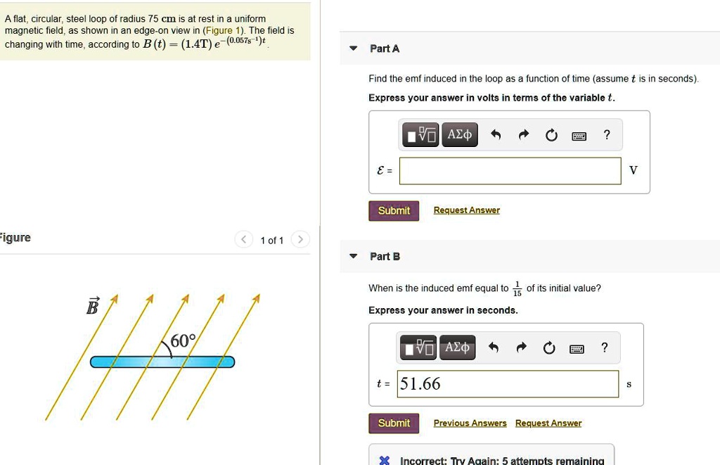 Solved A Flat Circular Steel Loop Of Radius Cm Is At Rest In A