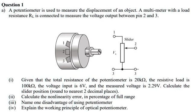 SOLVED: A potentiometer is used to measure the displacement of an ...