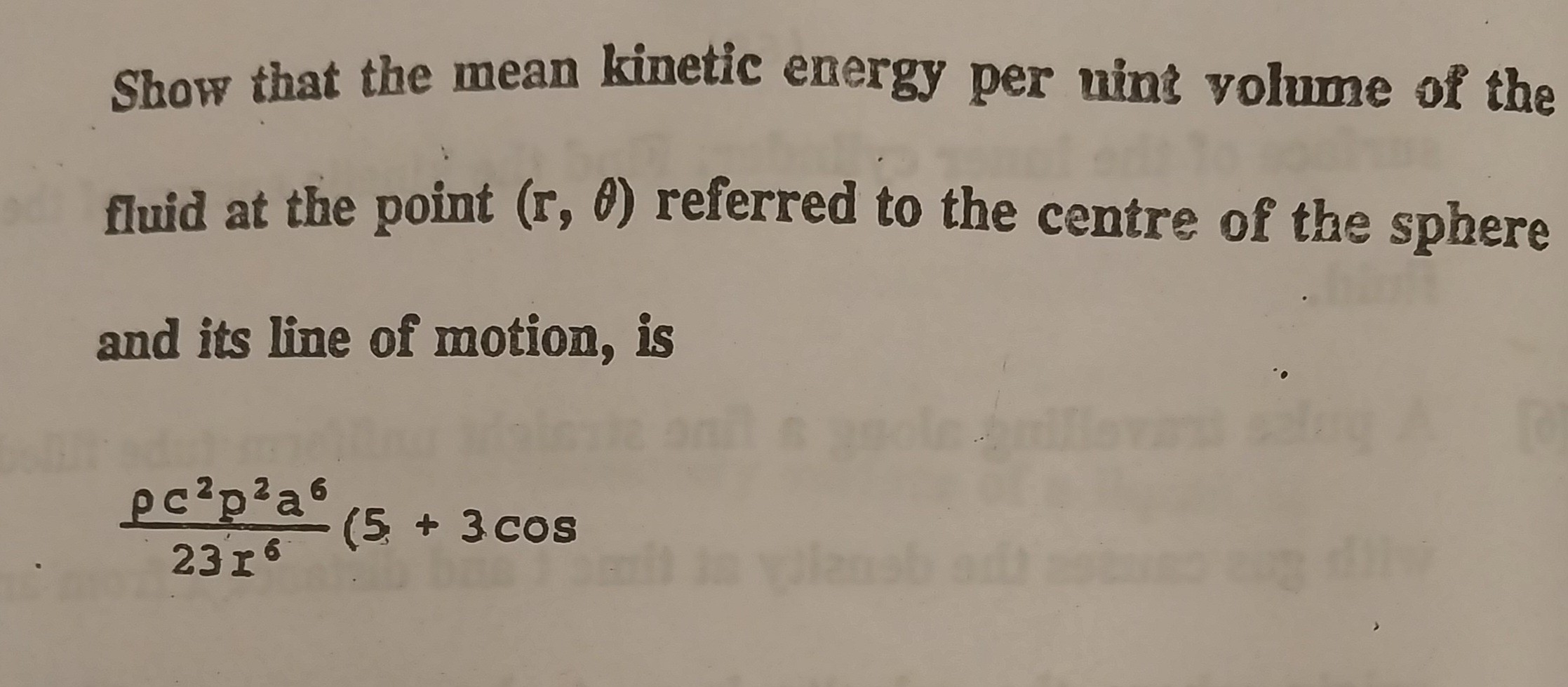 SOLVED Show that the mean energy per uins volume of the fluid at the point (r, θ