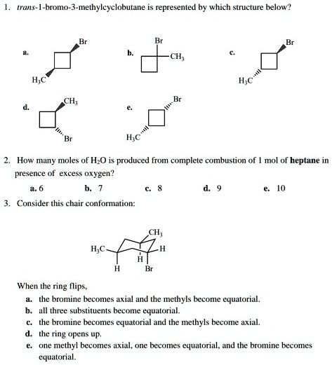 SOLVED: MFt bromo-3-methylcvclobutane represented by which structure ...