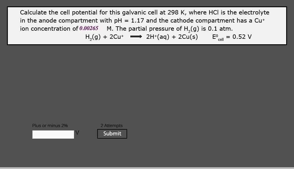 SOLVED:Calculate the cell potential for this galvanic cell at 298 K ...