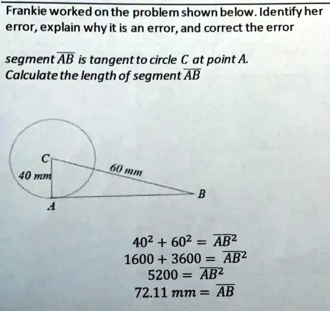 frankie worked on the problem shown below identify her error explain ...