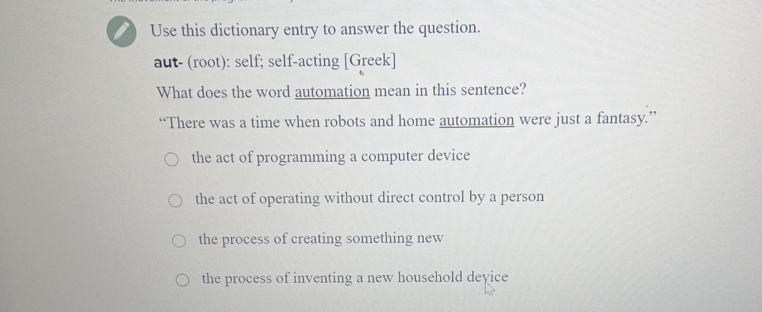 What Does The Word Automation Mean In This Sentence