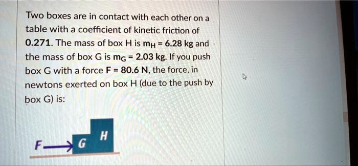 SOLVED: Two boxes are in contact with each other on a table with a ...