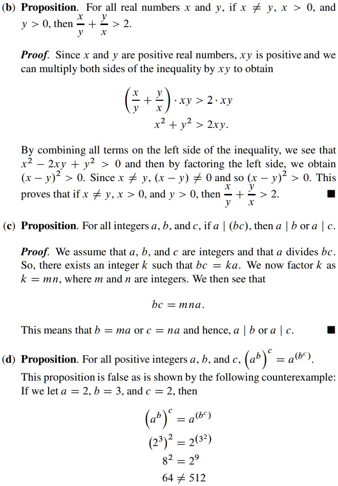 Solved B Proposition For All Real Numbers X And Y If X Y X 0 And Y 0 Then 2 Proof Since X And Y Are Positive Real