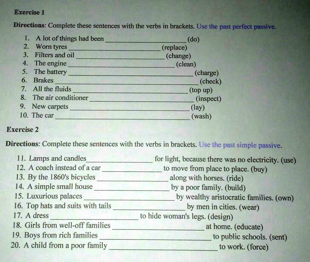 SOLVED Exercise 1 Directions Complete these sentences with the verbs