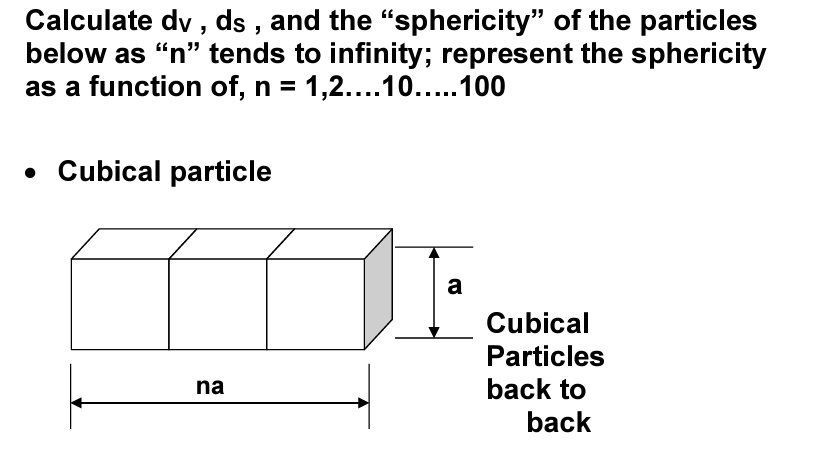 calculate dv ds and the sphericity of the particles below as n tends to ...