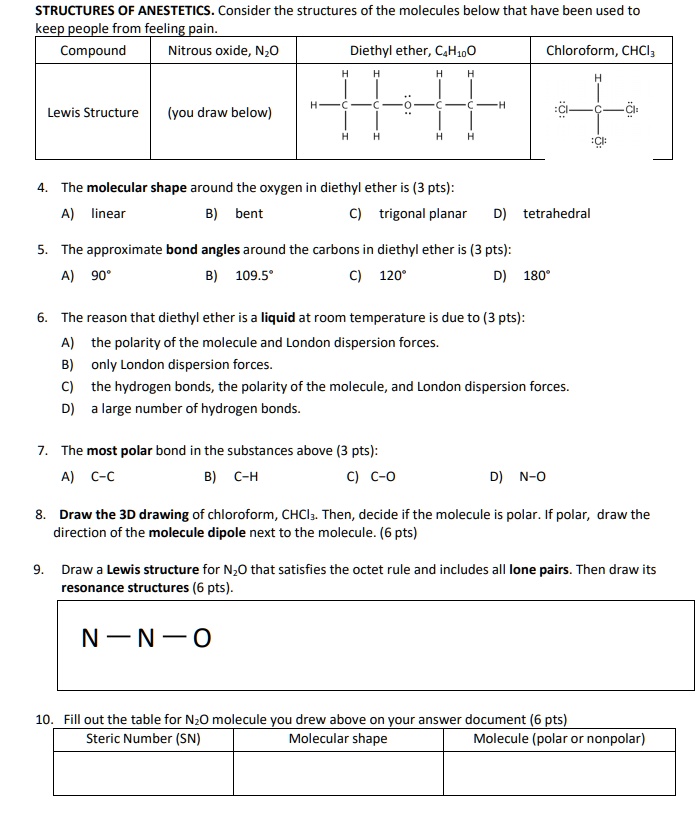 SOLVEDSTRUCTURES OF ANESTETICS_ Consider the structures of the