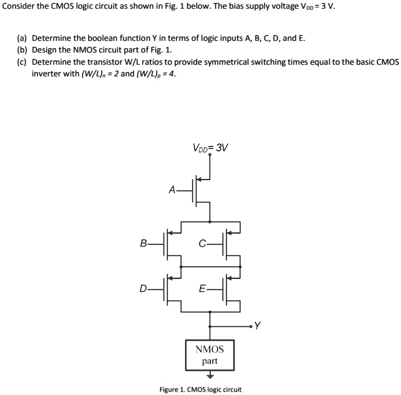 SOLVED: Consider the CMOS logic circuit as shown in Fig. 1 below. The ...