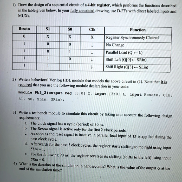 draw sequential circuit of 4bit register verilog code and more in the ...