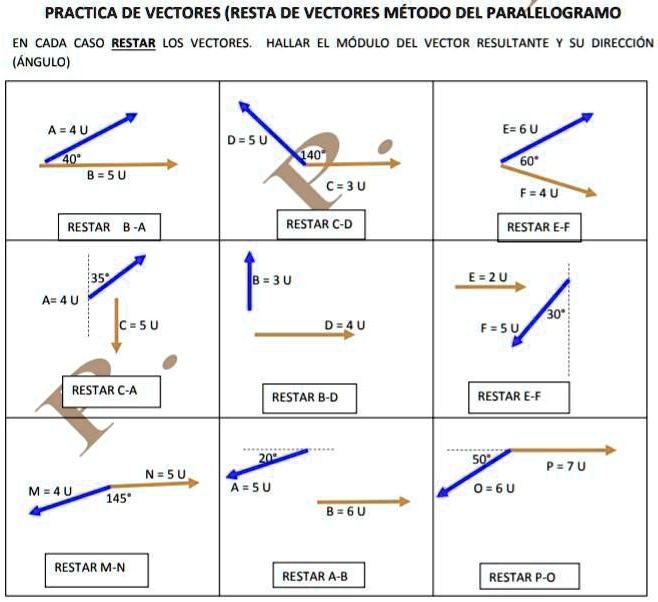 SOLVED: Ayudaaaaa Plis Es Para Hoy PRACTICA DE VECTORES (RESTA DE ...