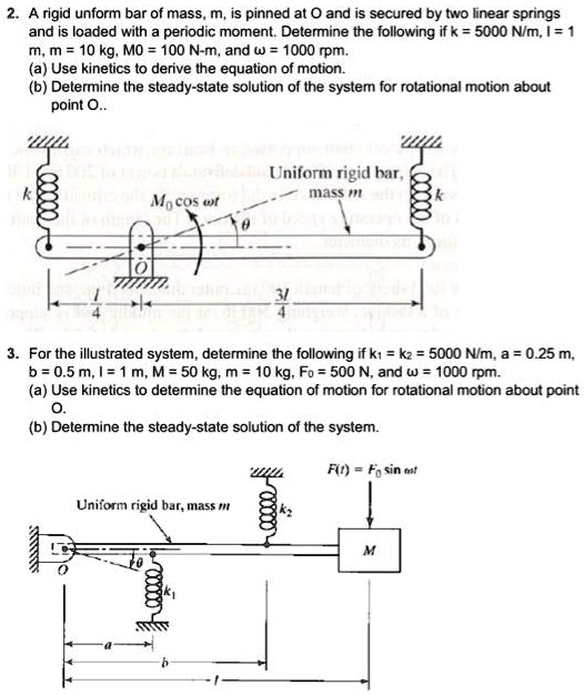 texts 2 a rigid uniform bar of mass m is pinned at o and is secured by ...