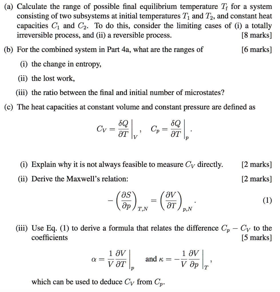 SOLVED (a) Calculate the range of possible final equilibrium