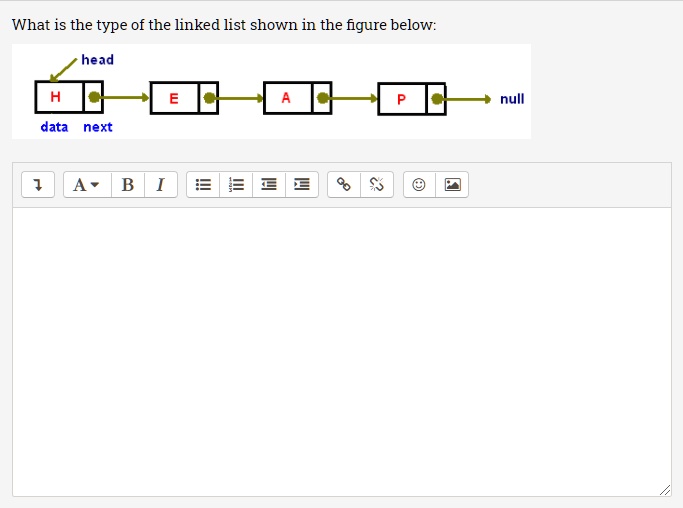 SOLVED: java data structure What is the type of the linked list shown ...