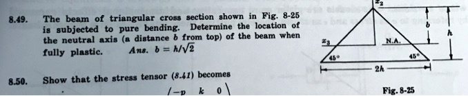 Triangular Beam Section 8.49. The beam of triangular cross section shown in Fig. 8-25 is ...