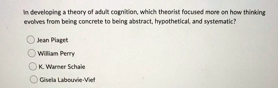 SOLVED In developing a theory of adult cognition which theorist