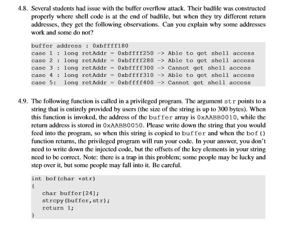 4.8. Several students had issue with the buffer overflow attack. Their ...