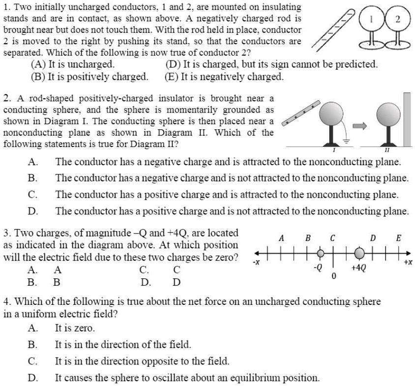 SOLVED Two initially uncharged conductors; and 2 are mounted On