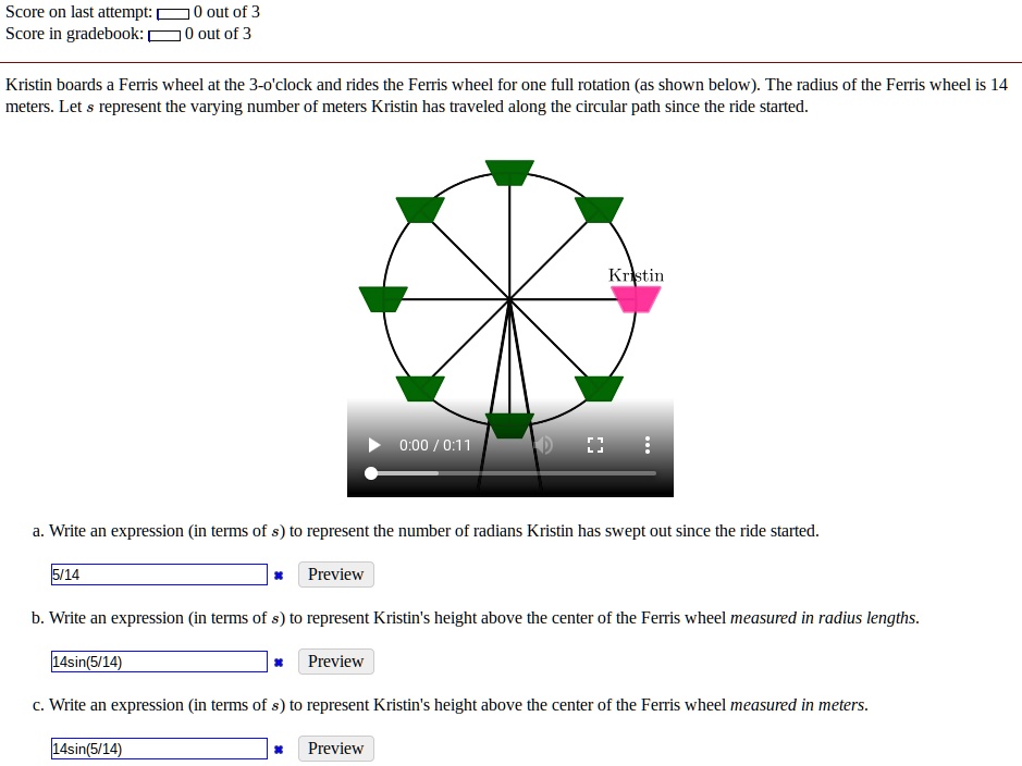 Score on last attempt Score in gradebook 0 out of 3 out of 3 Kristin