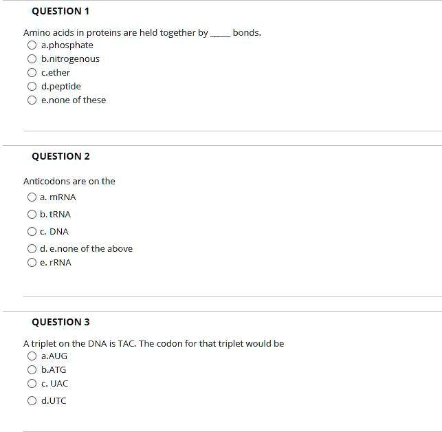 SOLVED:QUESTION Amino acids in proteins are held together by a ...