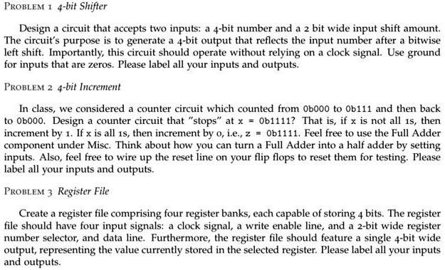 problem 1 4 bit shifter design a circuit that accepts two inputs a 4 ...