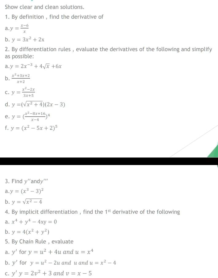 Solved DEFINITION OF DIFFERENTIATION