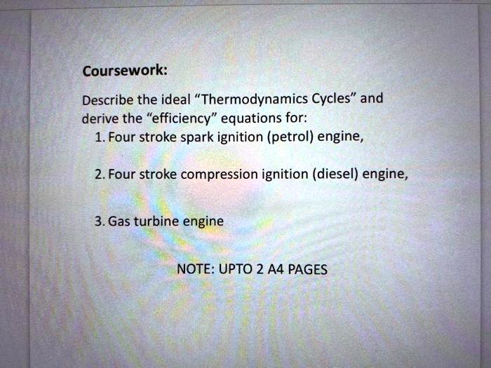 SOLVED Coursework Describe the ideal "Thermodynamic Cycles" and